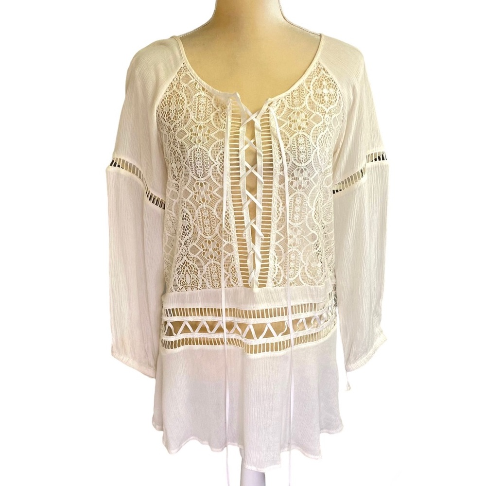 For Love & Lemons Martinique Mini White Dress Cover-Up - Picture 3 of 13
